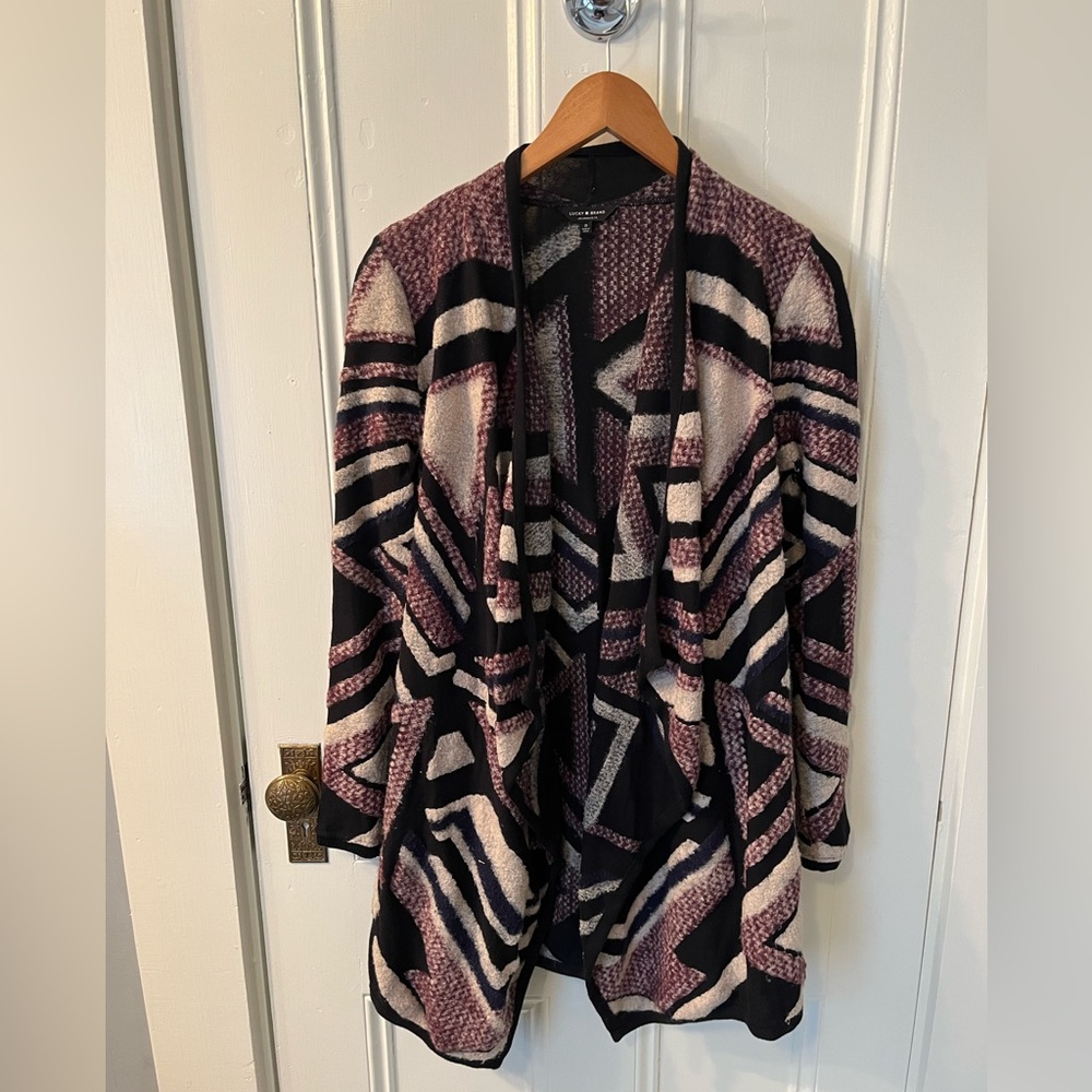 Lucky Brand Women’s Drape Cardigan Sweater S Pink/Blue EUC